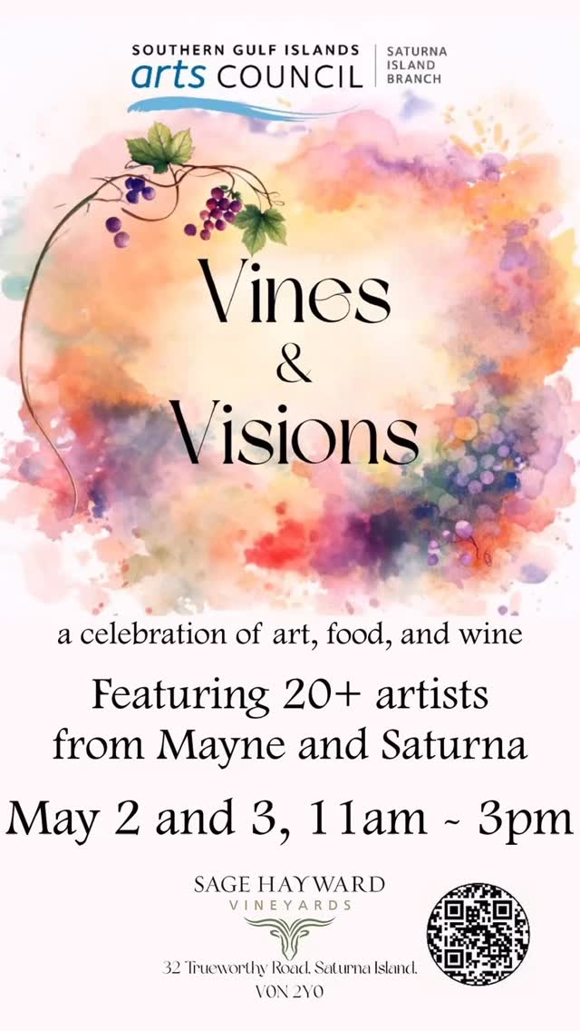 Next weekend, we’re celebrating art, wine and food in a gorgeous setting at Sage Hayward Vineyards on Saturna. Don’t miss it!
#saturnaisland #artshow #winelover #wineandfood #southerngulfislands