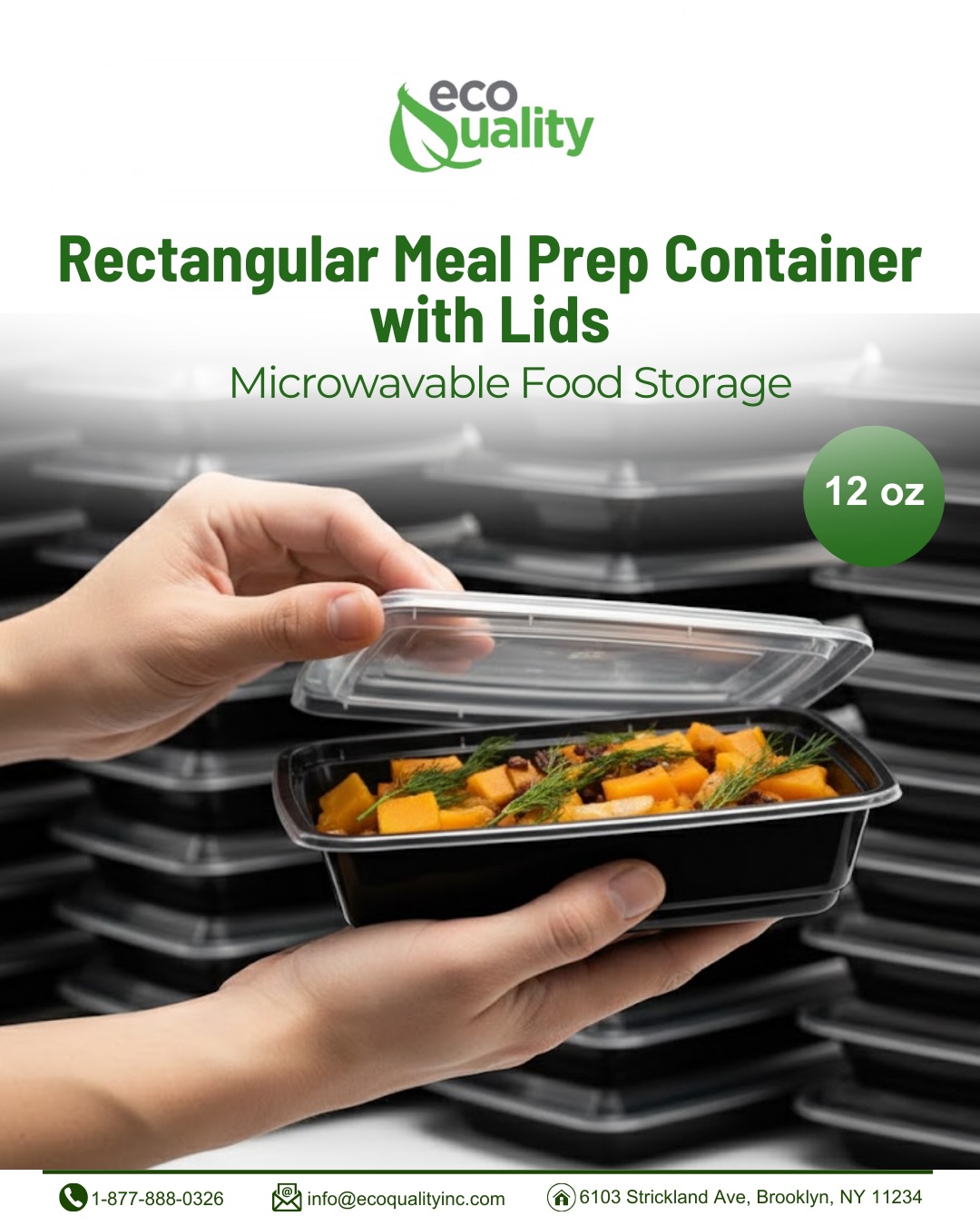 Our rectangular meal prep containers with lids are leak resistant, stackable, and microwave safe, perfect for storing, reheating, and organizing meals at home or for food service use.
#EcoQuality #MealPrepContainers #FoodStorageSolutions #LeakResistant #MicrowaveSafe
