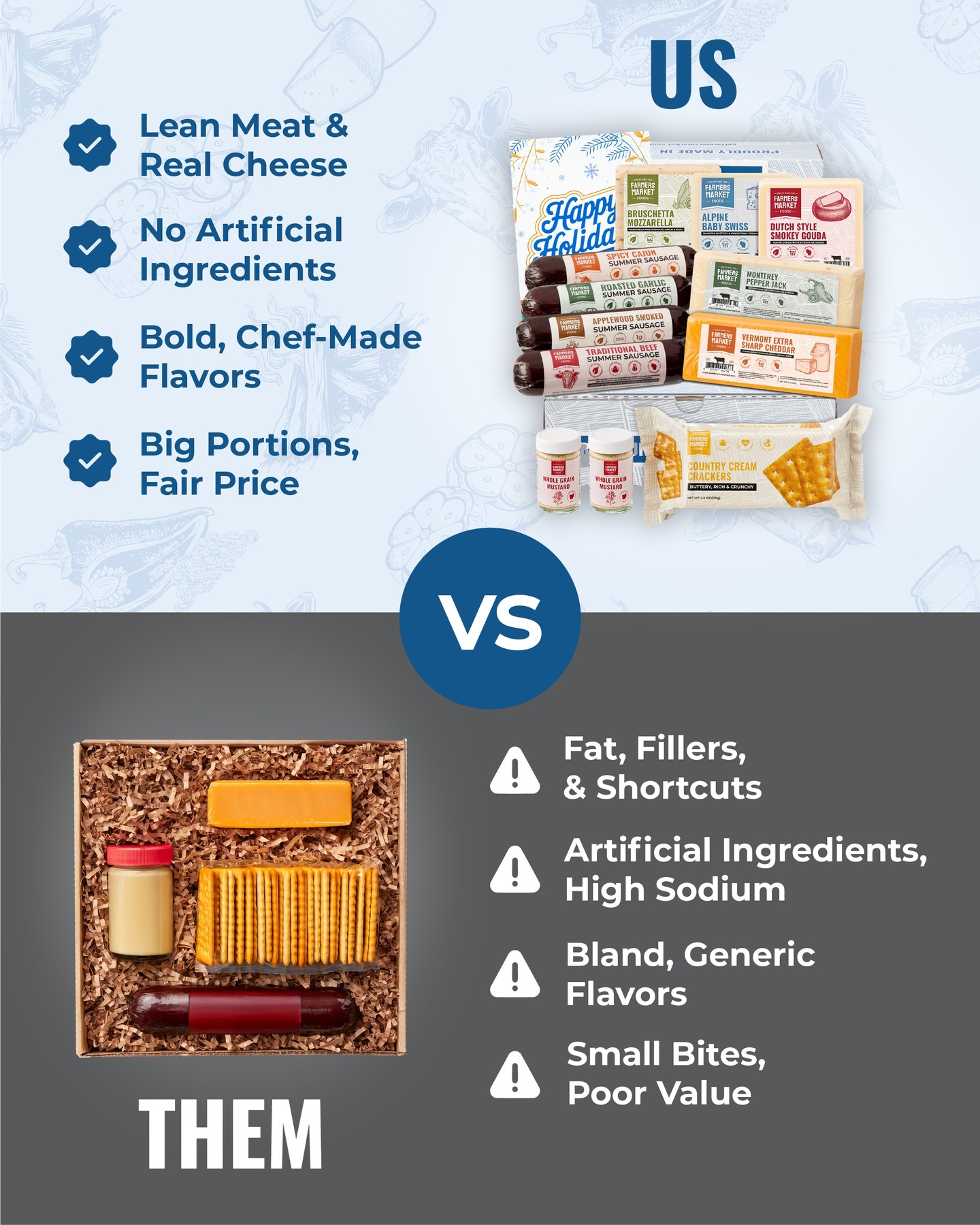 At Farmers Market Foods, we focus on what really matters.
A gift should feel abundant, taste incredible, and be made with ingredients you're proud to share. Not packed with fillers, shortcuts, and generic flavors.
When you compare what's inside, the difference is clear.
Click the link in our bio and shop our selection!
#FarmersMarketFoods #Charcuteries #Tastethedifference #CharcuterieGifting #Foodies