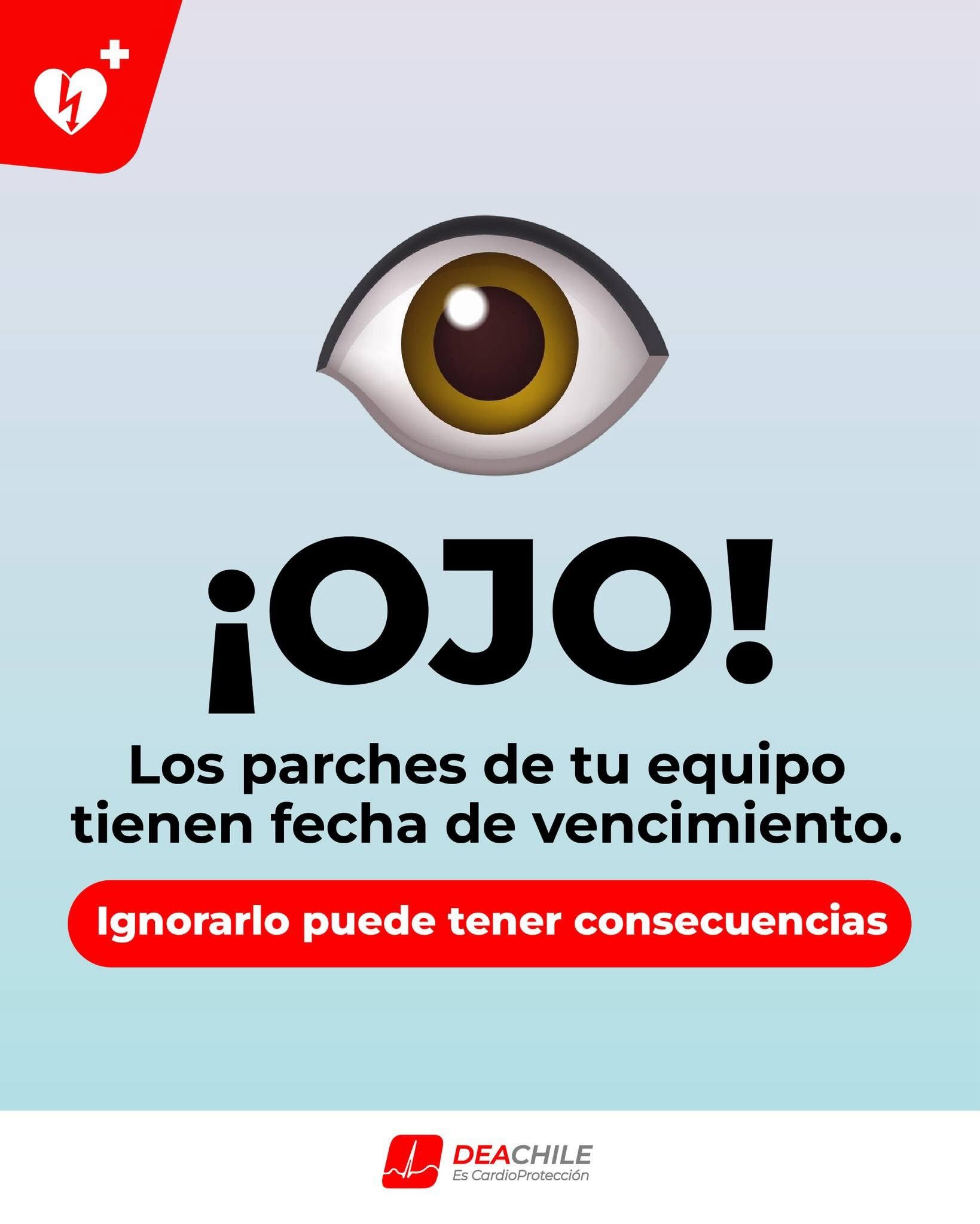 🚨 ¿Sabías que los parches de un DEA también vencen?
Aunque nunca se hayan utilizado, el paso del tiempo puede afectar su funcionamiento. Revisa periódicamente tus consumibles y asegúrate de que tu equipo se encuentre operativo para enfrentar emergencias. www.deachile.cl
