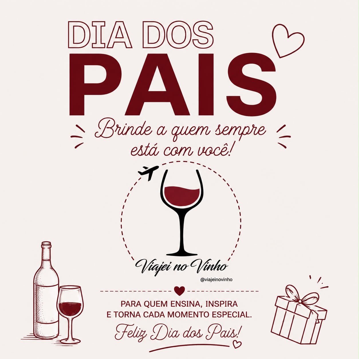 Desejamos a todos os nossos clientes e amigos um Feliz dia dos Pais!
Com muitos brindes, saúde e amor!
Bons vinhos! 🍷🥂🍾