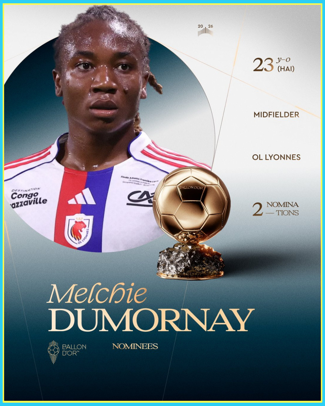 Ballon d’Or Names Melchie Dumornay Among 30 Nominees for 2026 Women’s Award
France Football has officially named Melchie Dumornay to the 30-player shortlist for the 2026 Women’s Ballon d’Or. The Haiti international and OL Lyonnes midfielder appears on the list released September 8, her second consecutive nomination for the sport’s highest individual honor. The winner will be announced October 26 in London.
Dumornay, 23, built her case on a complete season in France and Europe. She helped Lyon win a domestic treble Première Ligue, Coupe de France, and Coupe de la Ligue and reach the UEFA Women’s Champions League final. She was named Première Ligue Player of the Season and selected to UEFA’s Champions League Team of the Season, with a hat-trick in the French league final among her defining performances.
She is the first Haitian player ever nominated for the Ballon d’Or, a barrier she broke in 2025. This year she returns with a stronger résumé and is being ranked by several outlets among the leading contenders, alongside names such as Alexia Putellas, Ewa Pajor, Pernille Harder, and Khadija Shaw.
The official Ballon d’Or graphic places her in the same frame as the game’s established stars. For Haiti, that is the story: a player from Mirebalais standing on the shortlist on merit. October 26 will decide the trophy. The nomination is already history confirmed.
#lunionsuite #haitianamerican #haitian
