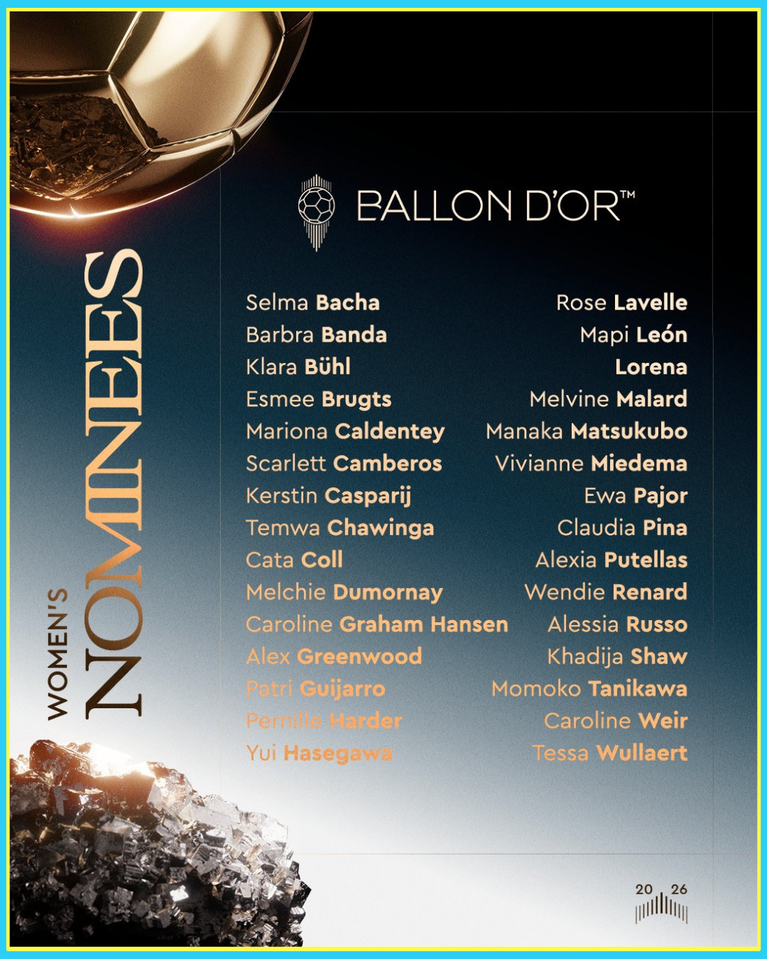Ballon d’Or Names Melchie Dumornay Among 30 Nominees for 2026 Women’s Award
France Football has officially named Melchie Dumornay to the 30-player shortlist for the 2026 Women’s Ballon d’Or. The Haiti international and OL Lyonnes midfielder appears on the list released September 8, her second consecutive nomination for the sport’s highest individual honor. The winner will be announced October 26 in London.
Dumornay, 23, built her case on a complete season in France and Europe. She helped Lyon win a domestic treble Première Ligue, Coupe de France, and Coupe de la Ligue and reach the UEFA Women’s Champions League final. She was named Première Ligue Player of the Season and selected to UEFA’s Champions League Team of the Season, with a hat-trick in the French league final among her defining performances.
She is the first Haitian player ever nominated for the Ballon d’Or, a barrier she broke in 2025. This year she returns with a stronger résumé and is being ranked by several outlets among the leading contenders, alongside names such as Alexia Putellas, Ewa Pajor, Pernille Harder, and Khadija Shaw.
The official Ballon d’Or graphic places her in the same frame as the game’s established stars. For Haiti, that is the story: a player from Mirebalais standing on the shortlist on merit. October 26 will decide the trophy. The nomination is already history confirmed.
#lunionsuite #haitianamerican #haitian
